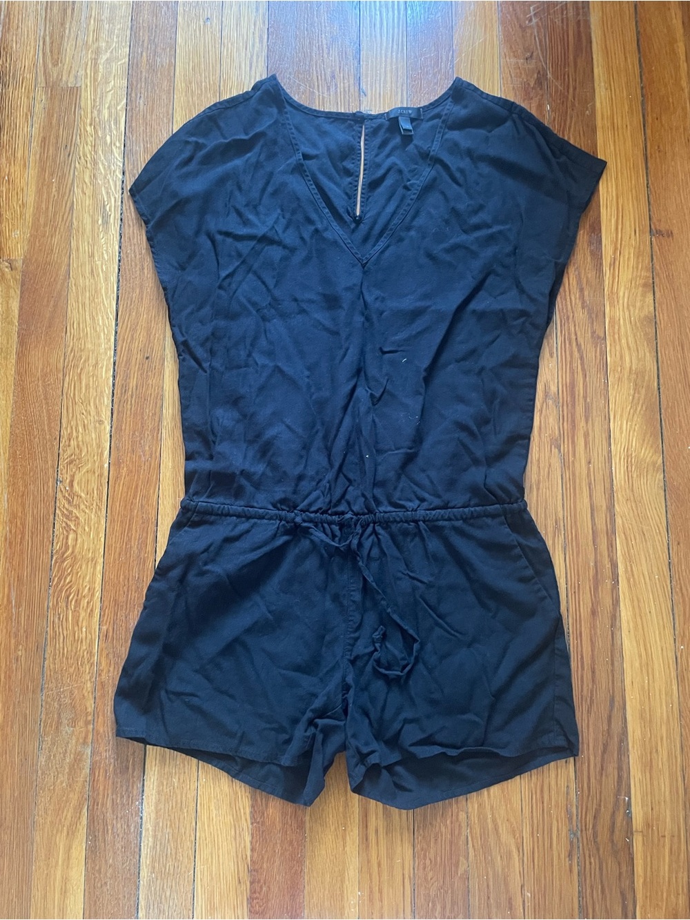 J. Crew Black Short-Sleeve V-Neck Romper